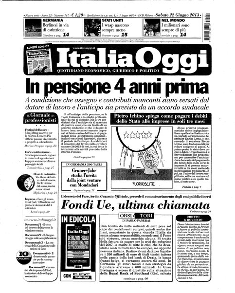 Italia oggi : quotidiano di economia finanza e politica